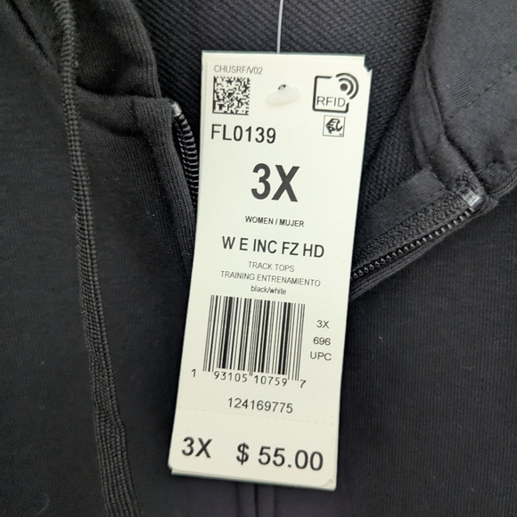 ADIDAS Women's Black Front Zip Hooded Sweatshirt Size 3X - Picture 5 of 6